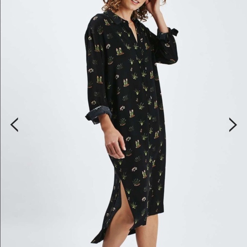 Topshop Oversized Cactus Print Shirt Dress